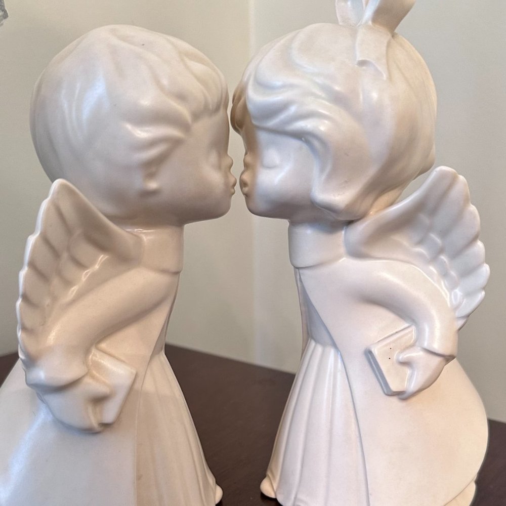 Vintage Ceramic Kissing Angel Set